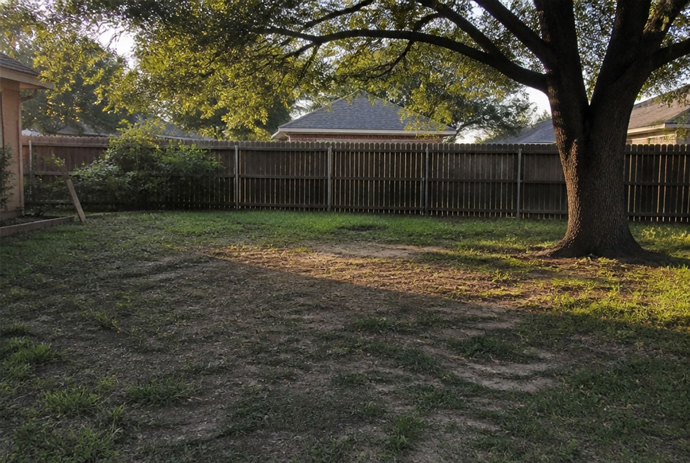 Shade lawn, brought back, before