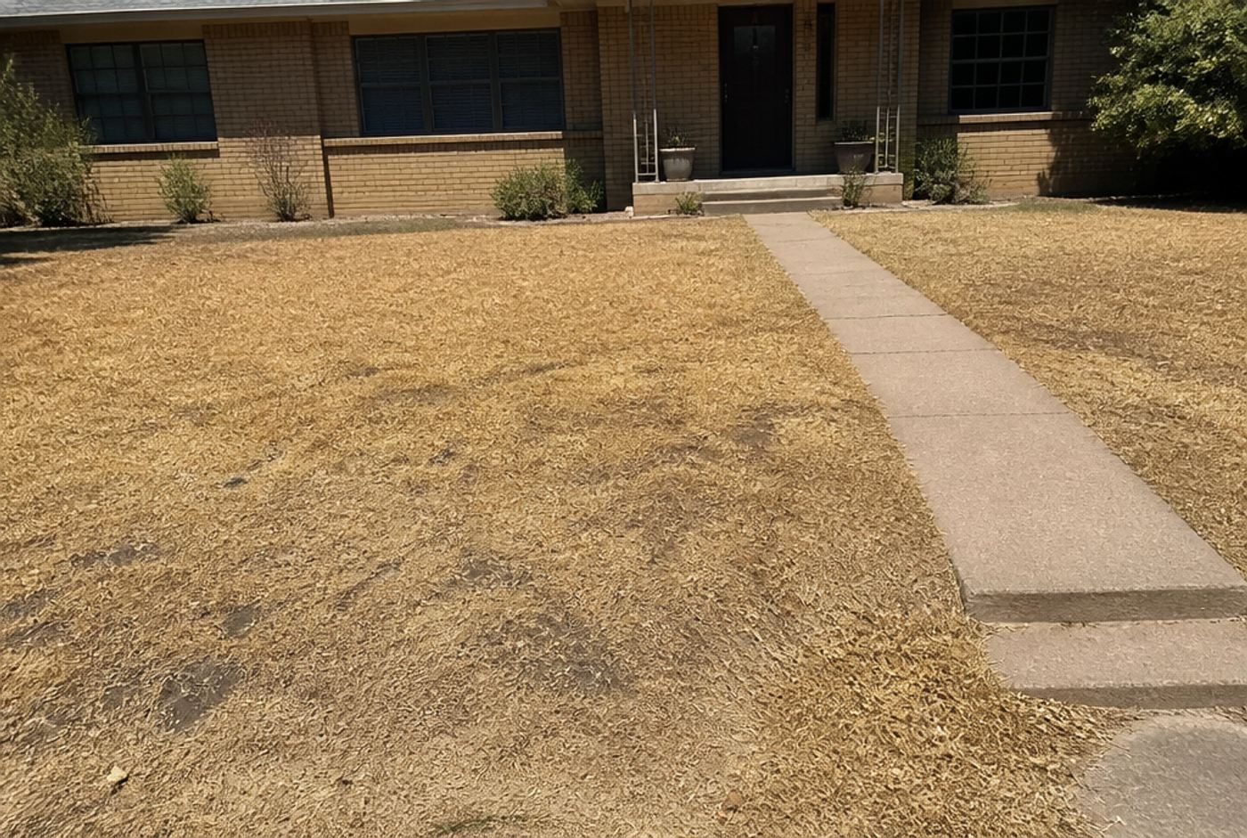 Drought lawn, watered right, before