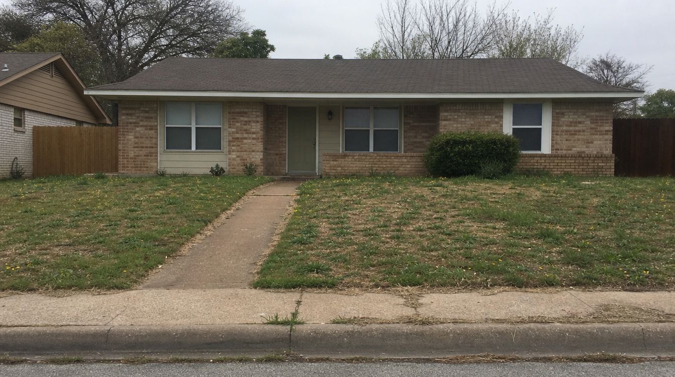 A brown damaged patch spreading through an otherwise green lawn